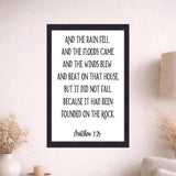 Matthew 7:25 Framed Scripture Sign