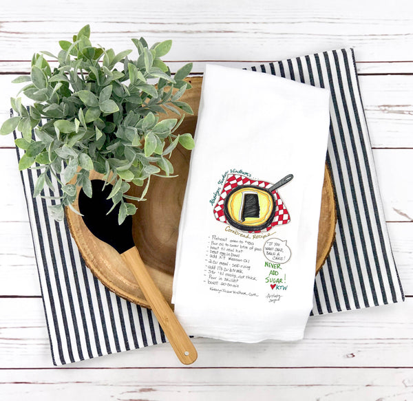 Cornbread Recipe (KTW Alabama) Tea Towel - Art by Artlady Sonya