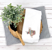 Custom State Tea Towel with City Names – Artist Collection