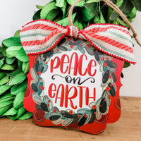 Peace on Earth Christmas Ornament, festive 4" boutique shape ornament, Artist Collection by Lady A, Studio 29 Eleven.