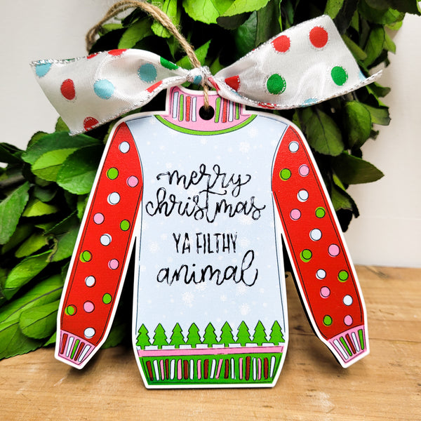 Ugly Sweater Christmas Ornament, festive 5" ornament, Artist Collection by Lady A, Studio 29 Eleven.
