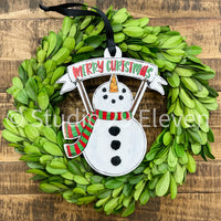 Christmas Ornament: Merry Christmas Snowman - Artist Collection by Lady A