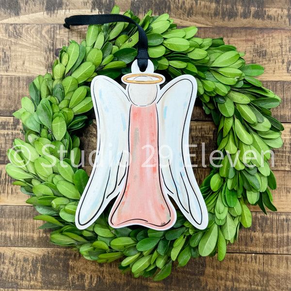 Christmas Ornament: Angel in Pale Pink - Artist Collection by Lady A