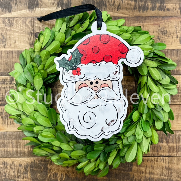 Christmas Ornament: Santa - Festive 4" Santa Shaped Ornament - Artist Collection by Lady A