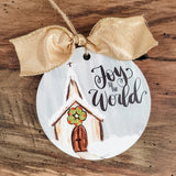 Joy to the World Christmas Ornament, 4" circle ornament, Artist Collection by Lady A, Studio 29 Eleven.