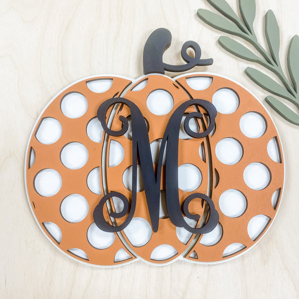 Door Hanger - Pumpkin with Polka Dots