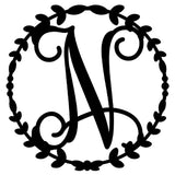 Vine Single-Letter Monogram Wreath in Metal