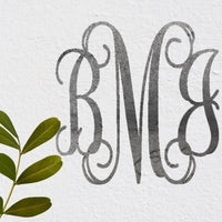 Classic Vine Three-Letter Monogram in Metal