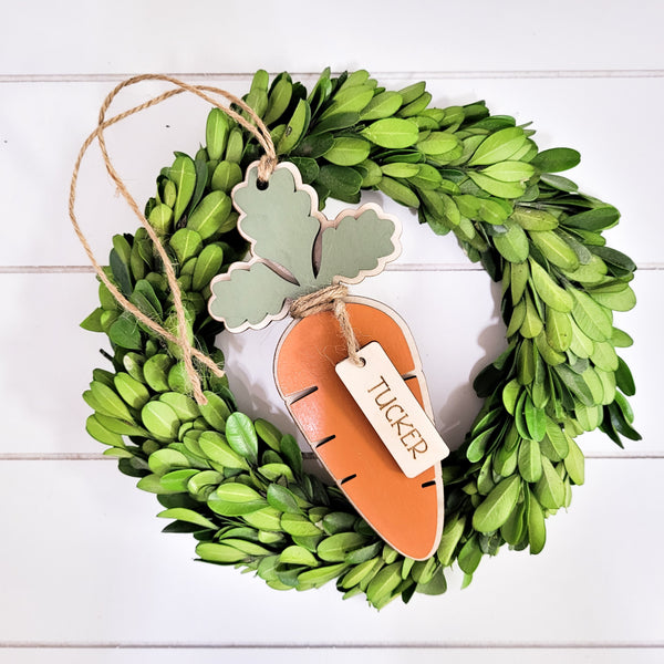 Easter Basket Tag- Carrot with 3D accents and personalized name tag.